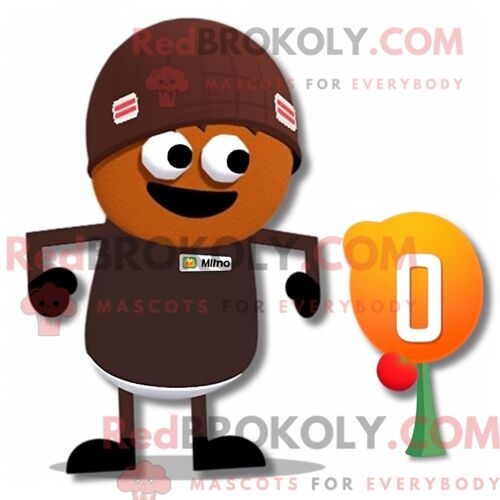 Personnage Mascotte Redbrokoly D Un Lapin Sauvage Beige Habillé D Une Chemise En Flanelle Et D Épinglettes