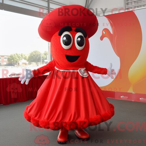 Personnage Mascotte Redbrokoly D Un Abricot Cyan Habillé D Un Pantalon En Velours Côtelé Et De Boutons De Manchette