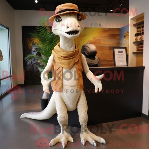 Personnage Mascotte Redbrokoly D Un Pygargue À Tête Blanche Crème Habillé D Un Col Roulé Et De Lacets De Chaussures