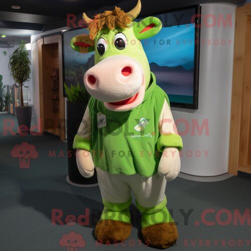 Personnage Mascotte Redbrokoly D Un Haricot Vert Vert Forêt Habillé D Un Maillot De Bain Une Pièce Et De Noeuds Papillons