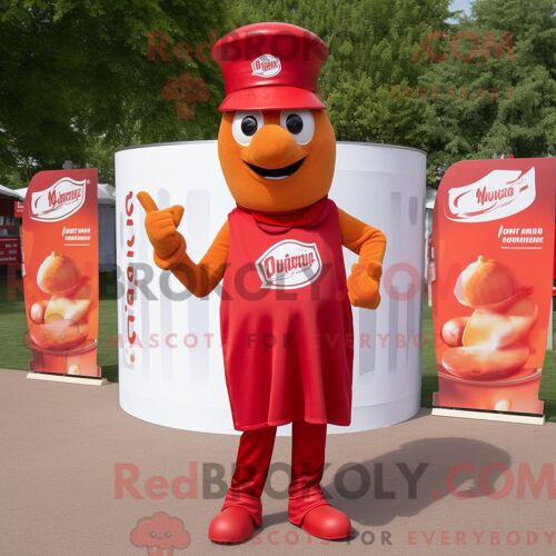 Costume Mascotte Redbrokoly De Funambule Crème Personnage Habillé Avec Un Coupe-Vent Et Des Bracelets