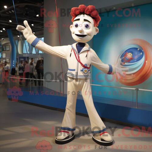 Costume Mascotte Redbrokoly De Funambule Crème Personnage Habillé Avec Un Coupe-Vent Et Des Bracelets