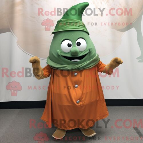 Personnage De Costume De Mascotte Redbrokoly De Feuille De Chou Habillé Avec Une Robe De Soirée Et Des Épinglettes