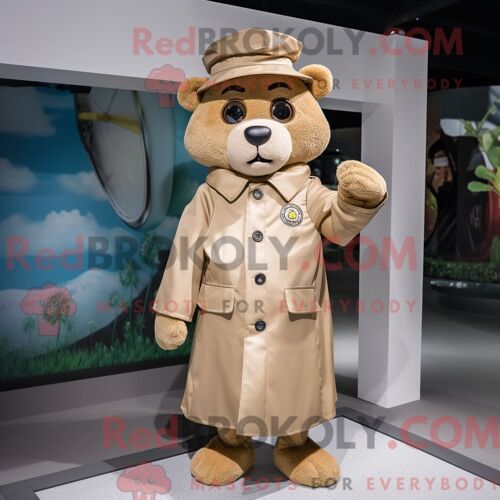 Personnage Mascotte Redbrokoly D Un Ours En Peluche Crème Habillé D Un Smoking Et De Porte-Documents