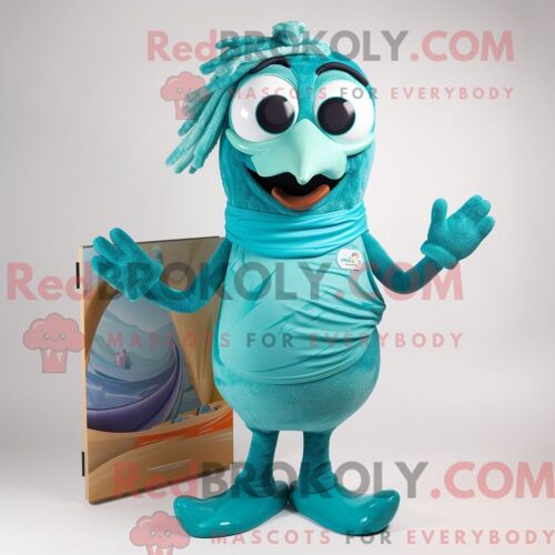 Personnage Mascotte Redbrokoly D Un Zèbre Turquoise Habillé D Un Polo Et De Besaces