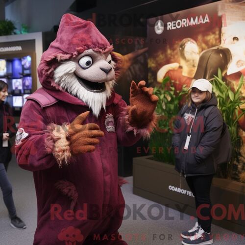 Personnage Mascotte Redbrokoly D Un Chupacabra Marron Habillé D Une Parka Et De Montres