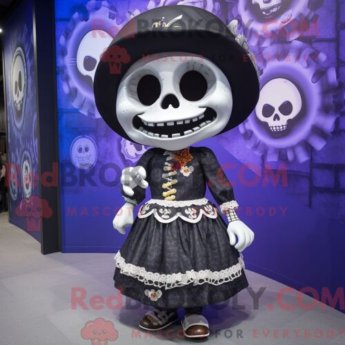Personnage Mascotte Redbrokoly D Un Crâne De Rouille Habillé D Une Robe Droite Et De Casquettes