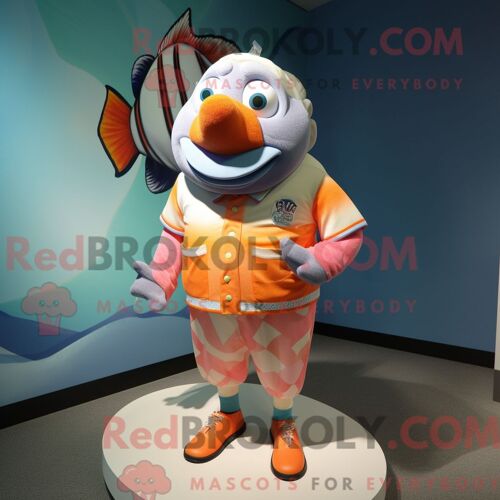 Costume Mascotte Redbrokoly De Raie Manta Rose Personnage Habillé Avec Un Chemisier Et Des Châles