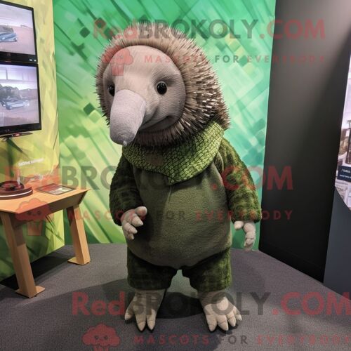 Costume Mascotte Redbrokoly De Cupcake Bleu Sarcelle Habillé Avec Une Robe Midi Et Des Bonnets