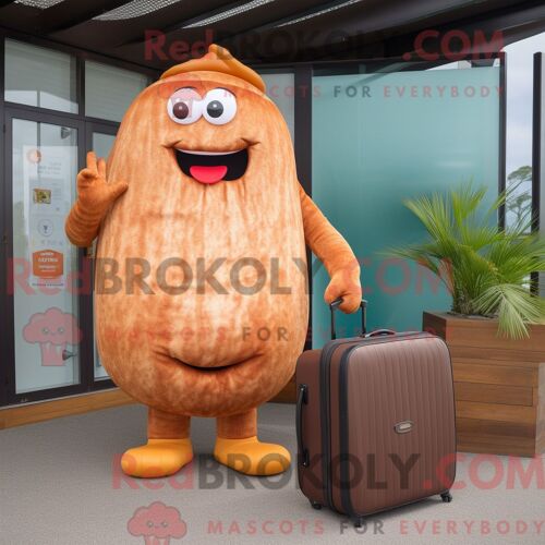 Personnage Mascotte Redbrokoly D Un Bonbon Orange Habillé D Une Combinaison Et D Épingles À Cravate