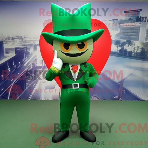 Mascotte Redbrokoly De Méduse Vert Forêt Personnage Habillé Avec Un Costume Et Des Pinces À Chaussures