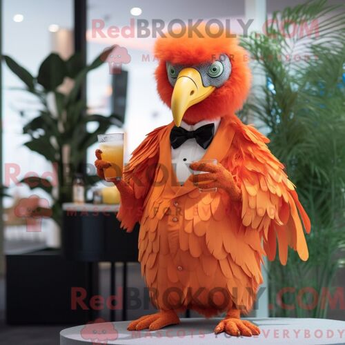 Personnage Mascotte Redbrokoly D Un Emu Noir Habillé D Un Jeans Bootcut Et De Ceintures