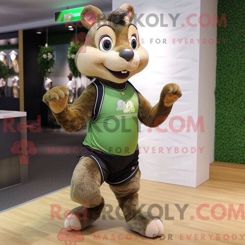 Personnage Mascotte Redbrokoly D Une Poire Verte Habillée D Une Mini Jupe Et D Épingles À Cheveux