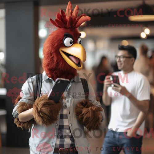 Personnage Mascotte Redbrokoly D Un Poisson Rouge Noir Habillé D Une Robe De Soirée Et D Épinglettes