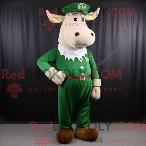 Personnage Mascotte Redbrokoly D Un Coeur Vert Anis Habillé D Une Veste En Cuir Et De Clips Pour Foulard