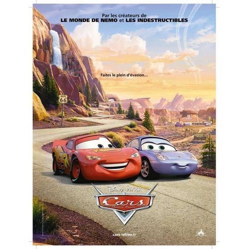Cars / Disney - Pixar - Véritable Affiche De Cinéma Pliée - Format 40x60 Cm -De  John Lasseter Avec Les Voix De Avec Guillaume Canet, Bernard-Pierre Donnadieu, Cécile De France - 2006