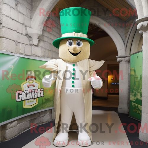 Costume De Mascotte Redbrokoly De Château Irlandais Crème Personnage Habillé D Un Maillot De Bain Et De Chapeaux