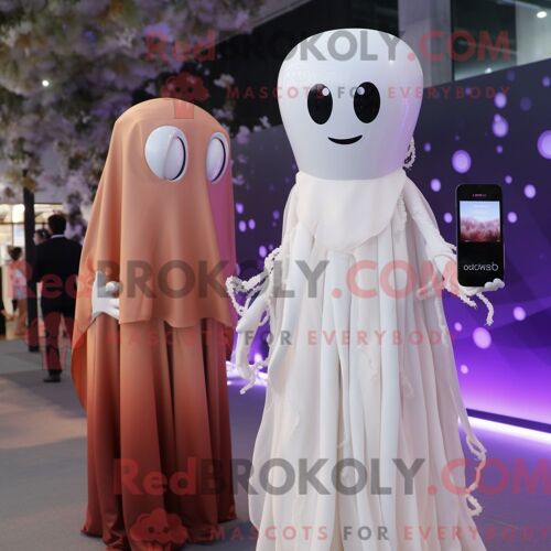 Costume De Mascotte Redbrokoly De Méduse Rouille Habillé D Une Robe De Mariée Et De Montres Intelligentes