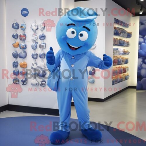 Personnage Mascotte Redbrokoly D Un Radis Bleu Ciel Habillé D Un Pantalon Habillé Et De Ceintures De Cummerbund