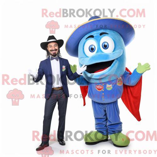 Personnage Mascotte Redbrokoly D Une Mouffette Bleu Ciel Habillée D Un Board Short Et De Colliers