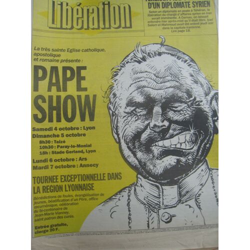 Libération 04 10 1986 1672 :Pape Show, Jean Paul Ii À Lyon.