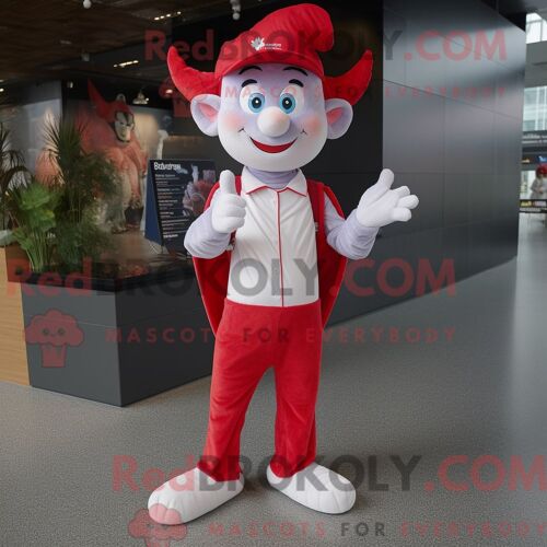 Personnage Mascotte Redbrokoly D Un Lézard Blanc Habillé D Un Jeans Flare Et De Colliers