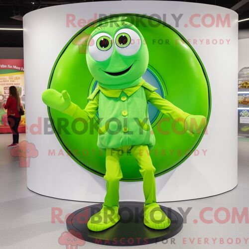 Personnage Mascotte Redbrokoly D Un Spinner À Assiettes Vert Lime Habillé D Un Jegging Et D Un Porte-Monnaie