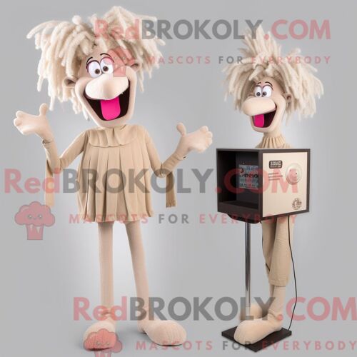 Personnage Mascotte Redbrokoly D Un Clown Olive Habillé D Une Veste En Cuir Et De Lunettes De Soleil