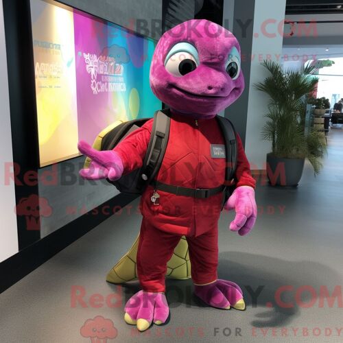 Costume De Mascotte Redbrokoly De Coffre Au Trésor Turquoise Habillé D Une Veste En Cuir Et De Pochettes De Costume