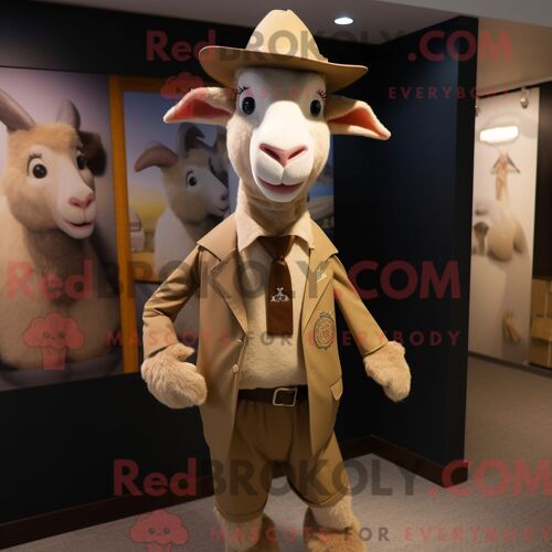 Costume Mascotte Redbrokoly De Bobcat Blanc Personnage Habillé D Une Combinaison Et De Coussinets De Pieds