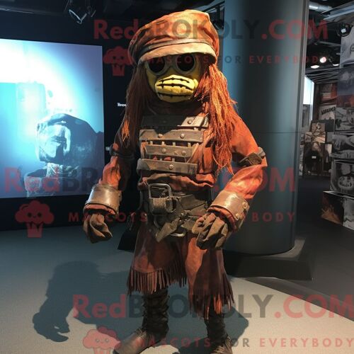 Personnage De Costume De Mascotte Redbrokoly De Pirate De Rouille Habillé D Une Combinaison Et De Coussinets De Pied