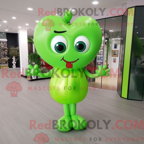 Costume Mascotte Redbrokoly De Mangouste Verte Habillé Avec Un Jegging Et Des Lunettes