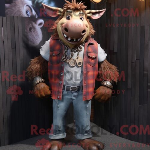 Costume De Mascotte Redbrokoly De Chèvre Vert Forêt Personnage Habillé Avec Une Jupe Circulaire Et Des Portefeuilles