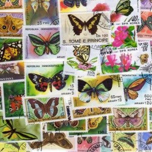 50 Timbres De Papillons