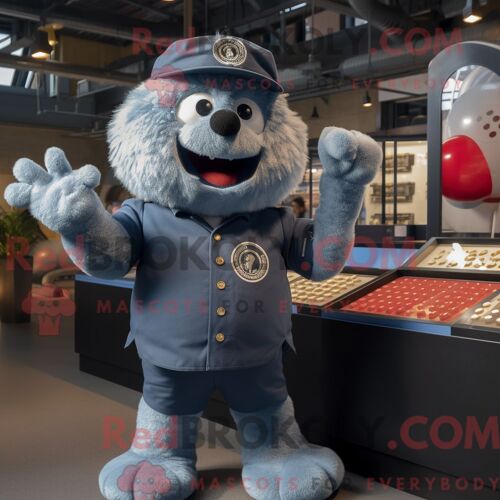 Costume De Mascotte Redbrokoly De Boulettes De Viande De La Marine Personnage Habillé D Une Chemise En Jean Et D Anneaux