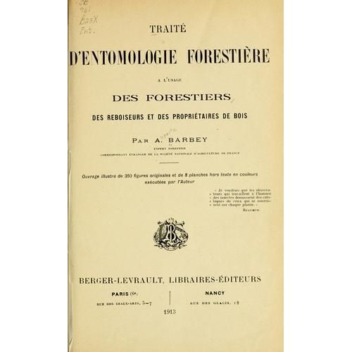 Traité D'entomologie Forestiere
