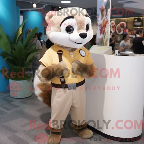 Costume Mascotte Redbrokoly De Ferret Tan Habillé D Un Pantalon Et D Un Bracelet Montres
