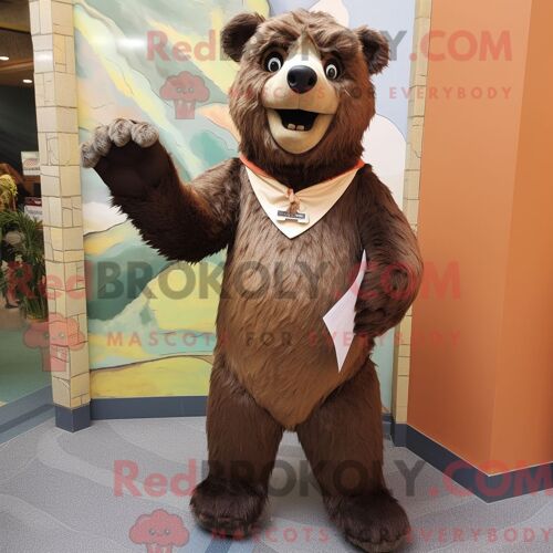 Costume De Mascotte Redbrokoly D Ours Paresseux Marron Personnage Habillé Avec Une Robe Fourreau Et Des Lacets De Chaussures