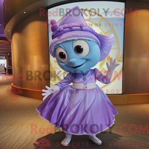 Costume De Mascotte Redbrokoly De Thon Lavande Personnage Habillé Avec Une Robe Taille Empire Et Des Bagues