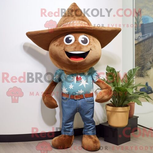 Costume De Mascotte Redbrokoly D Aigle Turquoise Habillé D Un Polo Et D Épingles À Chapeau