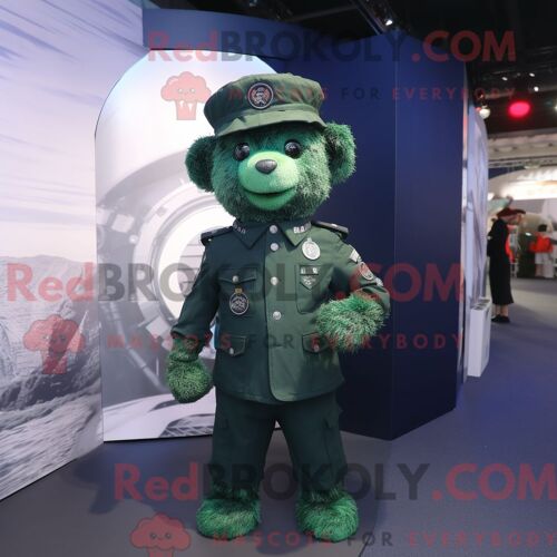 Costume De Mascotte Redbrokoly De Soldat De La Marine Vert Forêt Personnage Habillé Avec Une Combishort Et Des Bandeaux