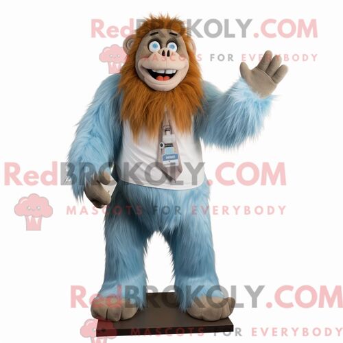 Costume Mascotte Redbrokoly Sasquatch Bleu Ciel Habillé Avec Un Pantalon Chino Et Des Cravates