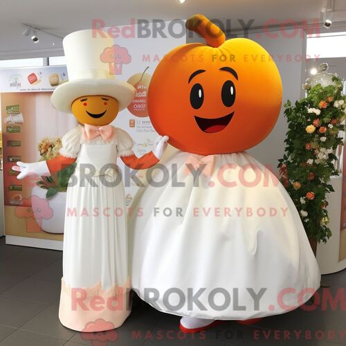 Costume De Mascotte Redbrokoly De Peach Goulash Habillé Avec Une Robe De Mariée Et Des Chapeaux