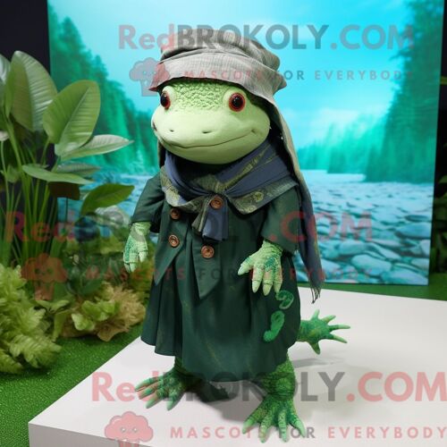 Costume De Mascotte Redbrokoly De Chimpanzé Turquoise Habillé D Un Pantalon Cargo Et De Porte-Clés