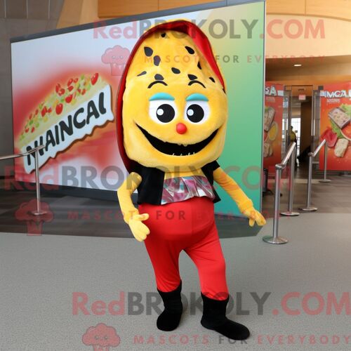 Costume Mascotte Redbrokoly De Tacos Personnage Habillé D Une Combinaison Et De Pinces À Chaussures