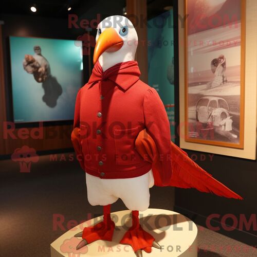 Costume De Mascotte Redbrokoly D Élan Irlandais Crème Personnage Habillé D Un Manteau Et De Pochettes