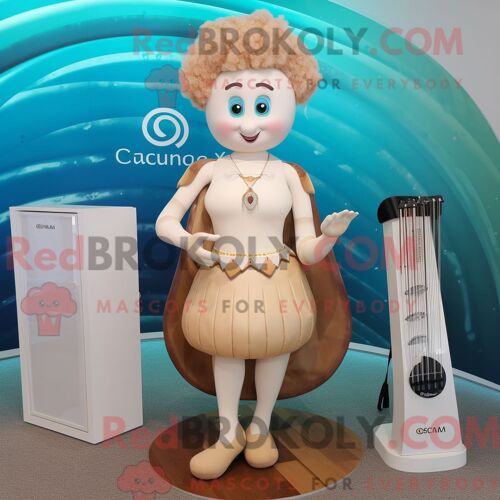 Costume De Mascotte Redbrokoly De Harpe Celtique Crème Habillé D Un Maillot De Bain Une Pièce Et De Montres Intelligentes