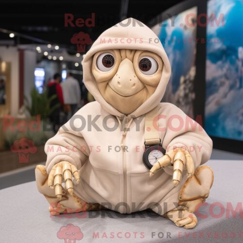 Mascotte Redbrokoly De Bernard-L Ermite Beige Costume De Personnage Habillé D Un Sweat Et D Un Bracelet De Montres
