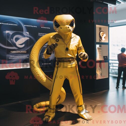 Personnage Mascotte Redbrokoly De Python Doré Habillé D Un Rash Guard Et De Ceintures