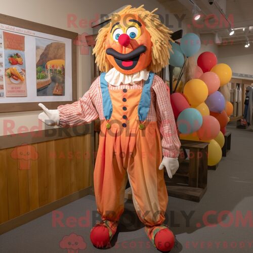 Costume De Mascotte Redbrokoly De Clown Pêche Personnage Habillé D Un Pantalon En Velours Côtelé Et D Épingles À Cravate